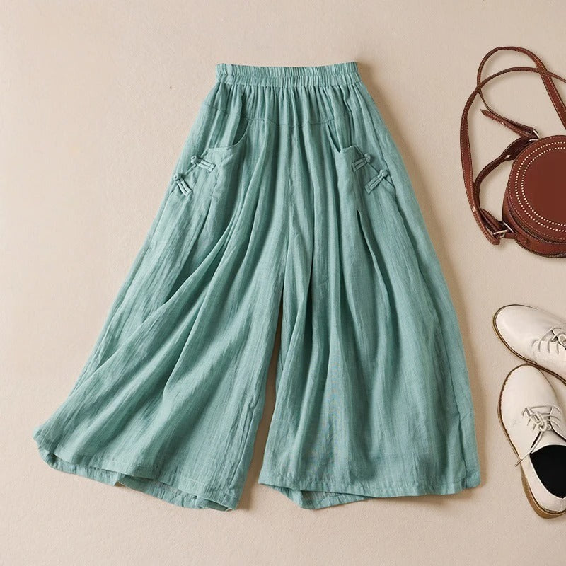 KLARA GOSSAMER LINEN WIDE-LEG PANTS - Effortless Sophistication