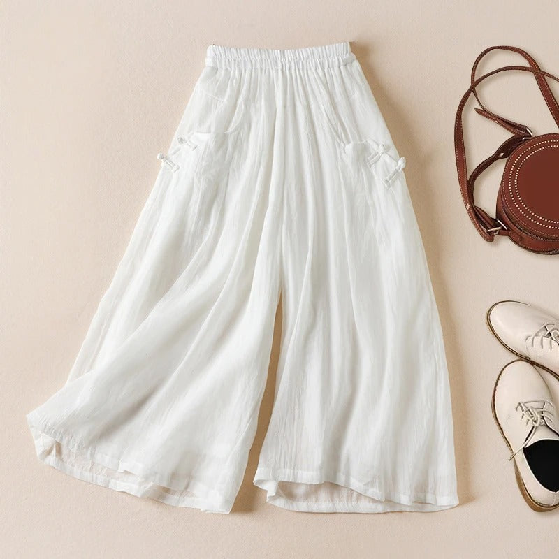 KLARA GOSSAMER LINEN WIDE-LEG PANTS - Effortless Sophistication