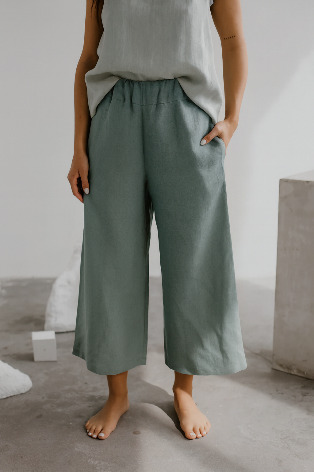 KLARA GOSSAMER LINEN WIDE-LEG BUKSER