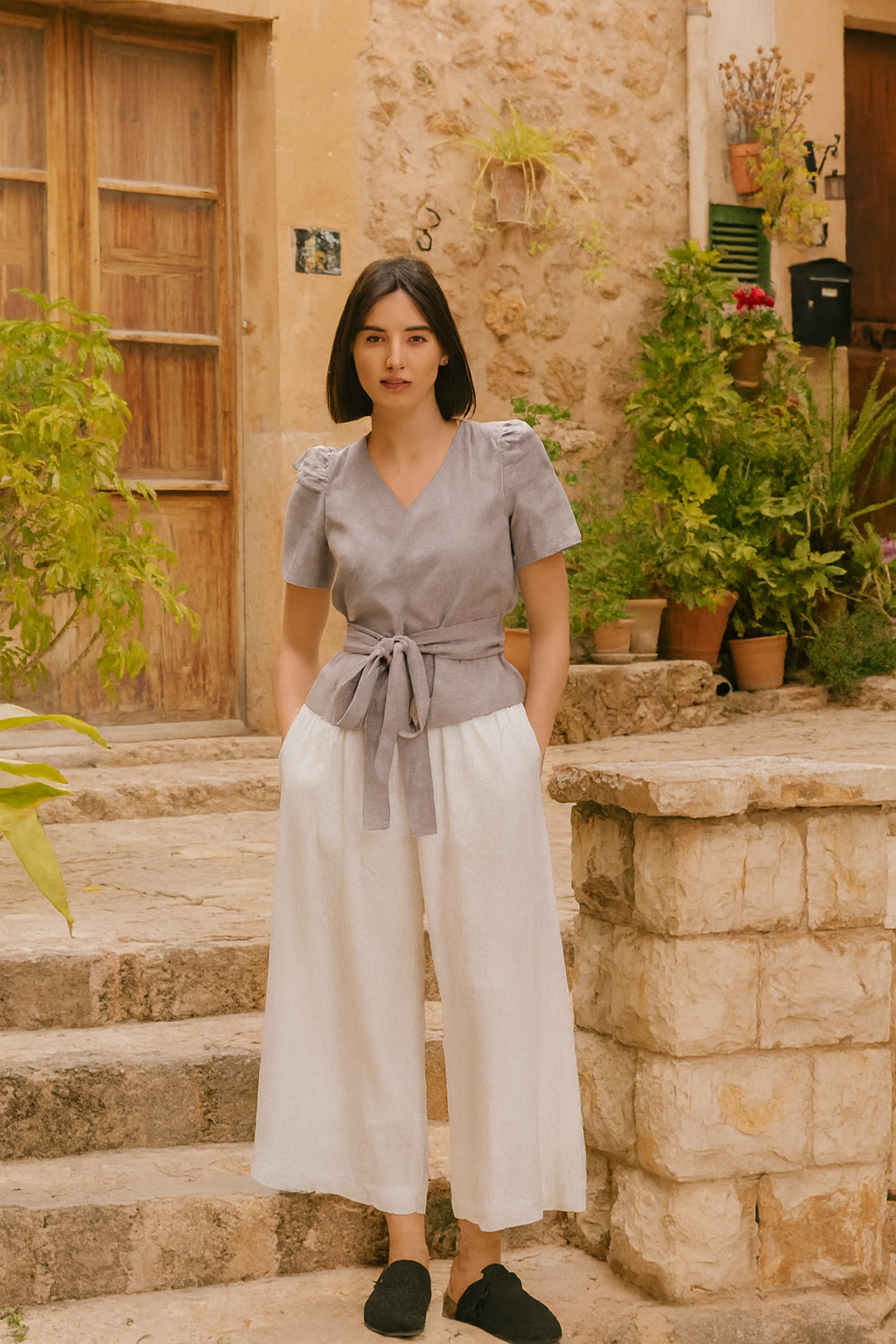 KLARA GOSSAMER LINEN WIDE-LEG BUKSER
