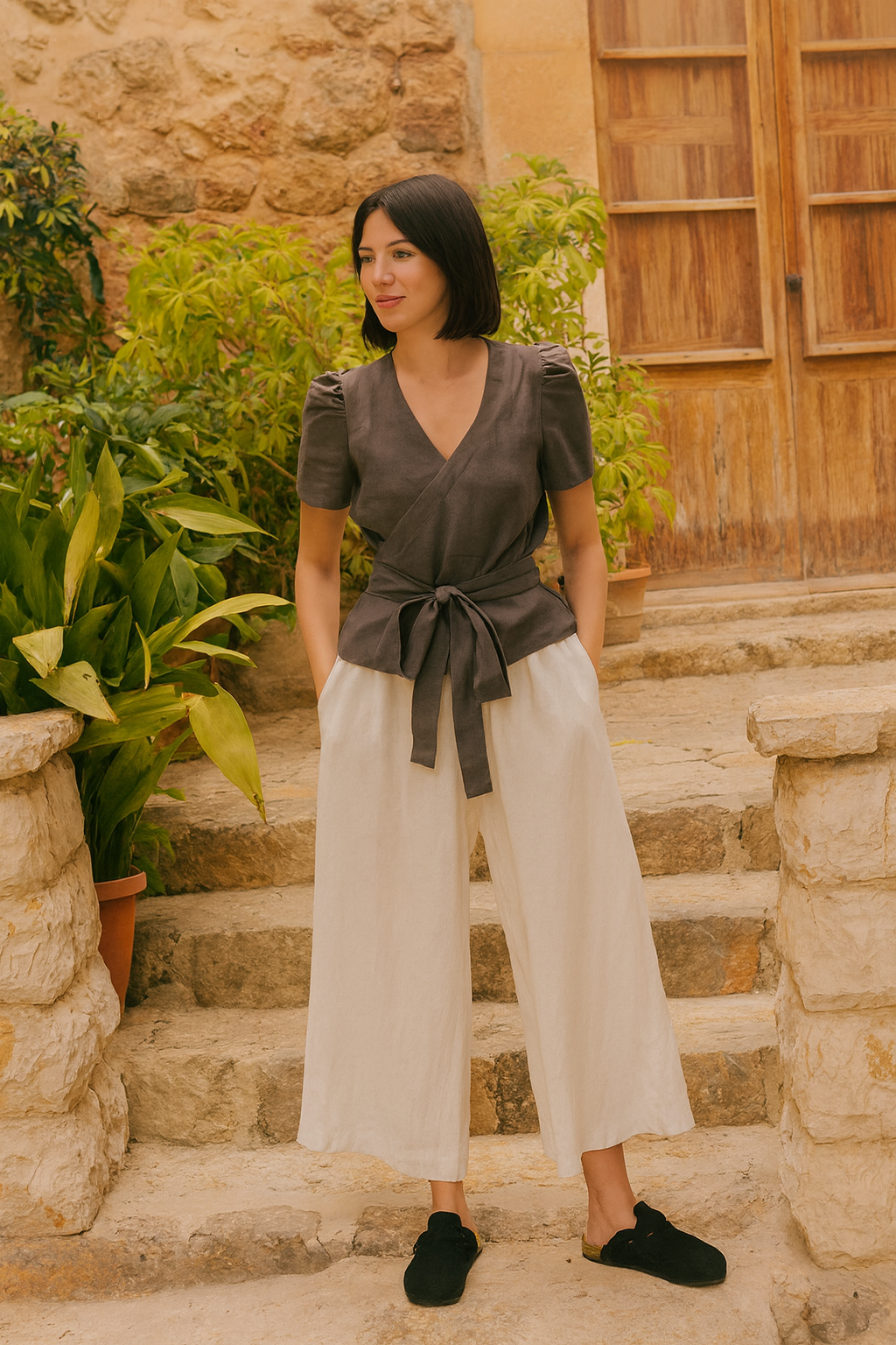 KLARA GOSSAMER LINEN WIDE-LEG BUKSER