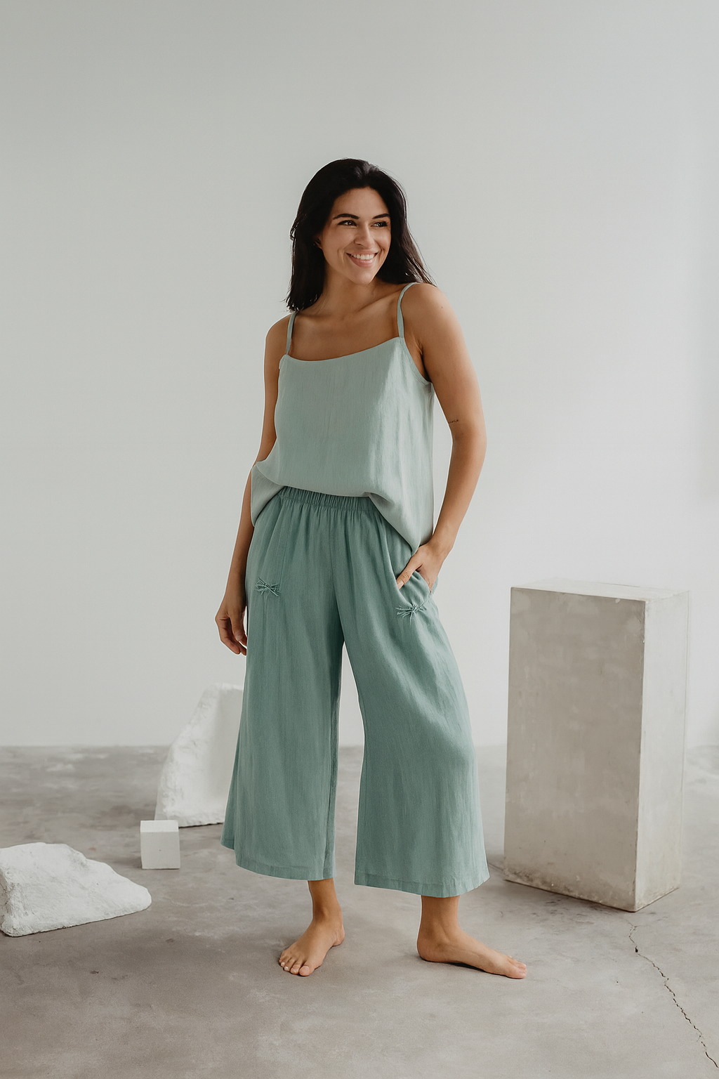 KLARA GOSSAMER LINEN WIDE-LEG BUKSER