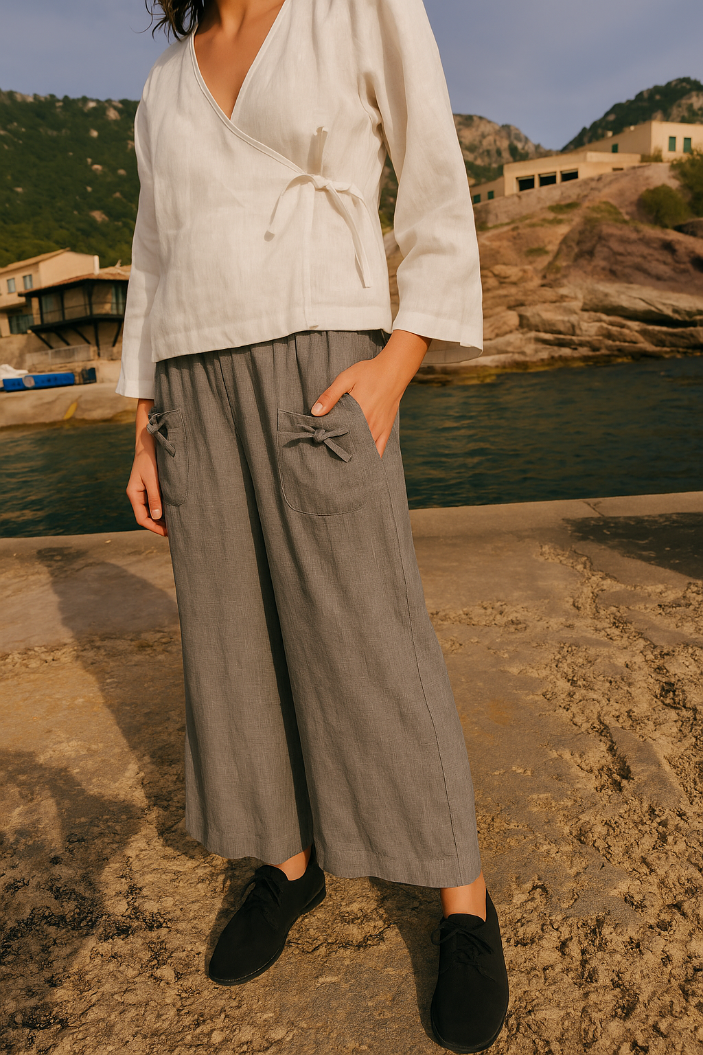 KLARA GOSSAMER LINEN WIDE-LEG BUKSER