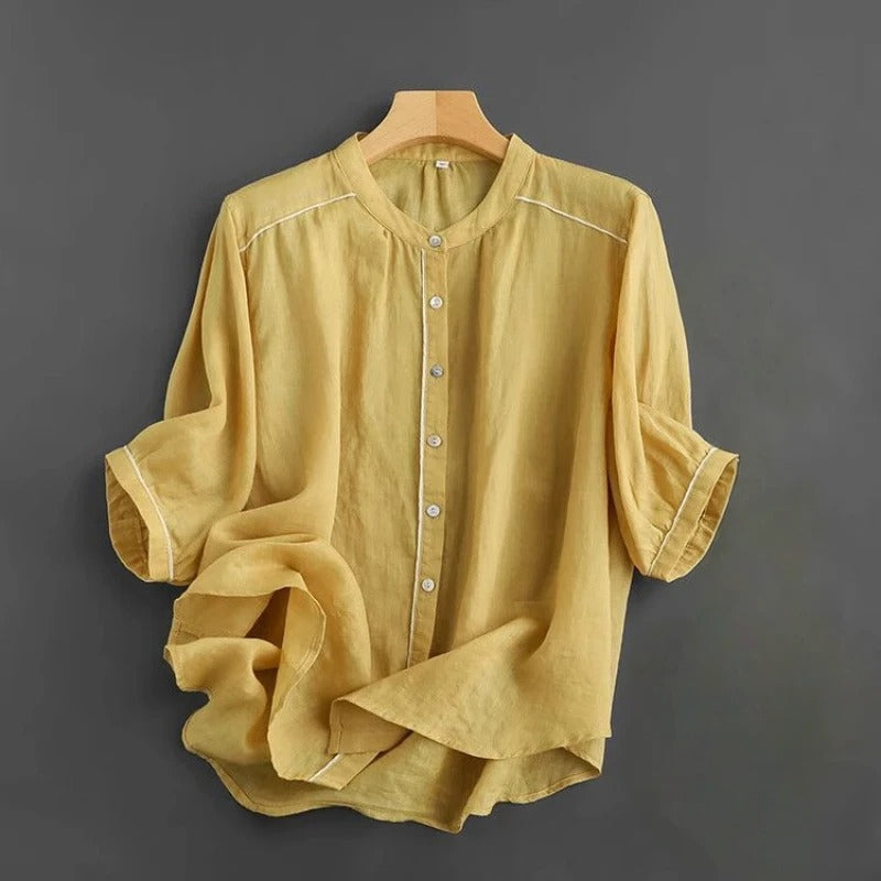 LIA LINEN SHIRT - WHITE