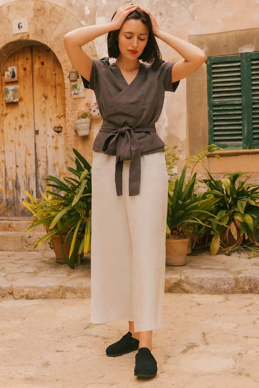 KLARA GOSSAMER LINEN WIDE-LEG BUKSER