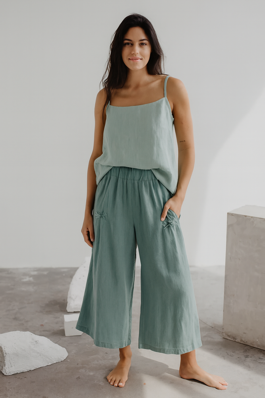 KLARA GOSSAMER LINEN WIDE-LEG BUKSER