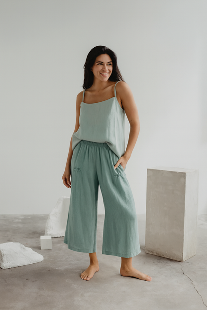 KLARA GOSSAMER LINEN WIDE-LEG BUKSER