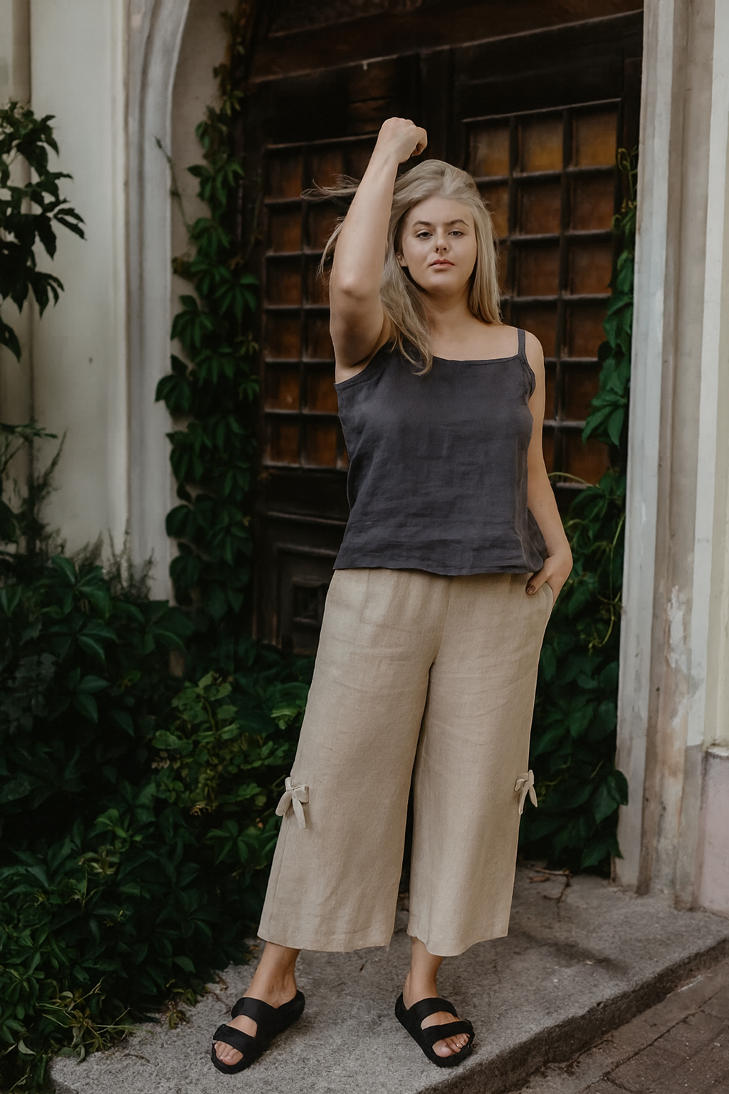 KLARA GOSSAMER LINEN WIDE-LEG BUKSER