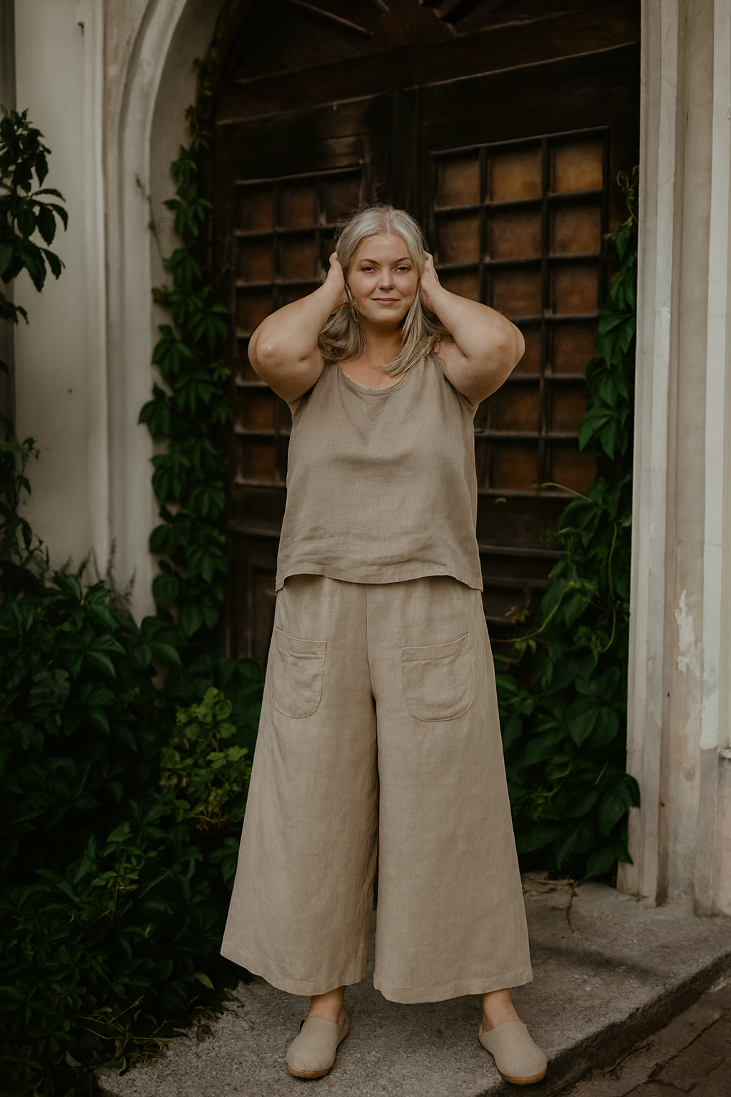 KLARA GOSSAMER LINEN WIDE-LEG BUKSER