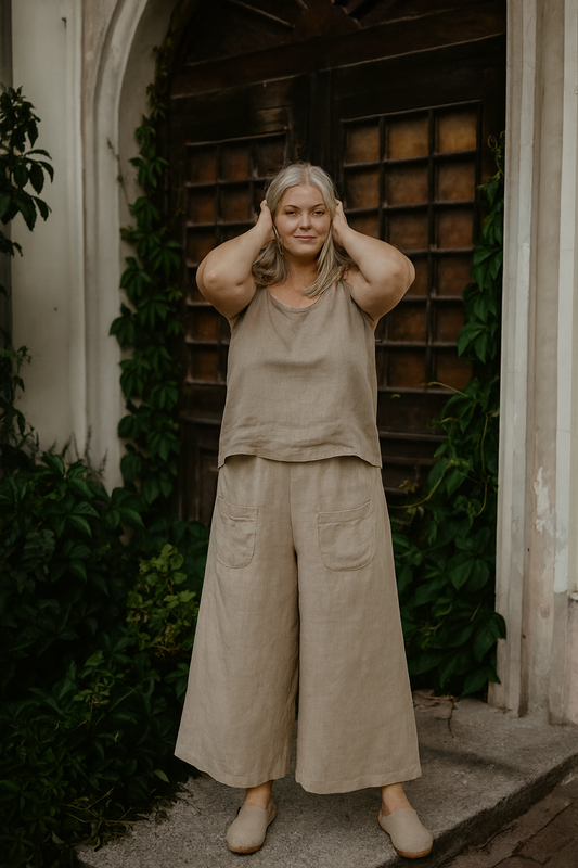 KLARA GOSSAMER LINEN WIDE-LEG BUKSER