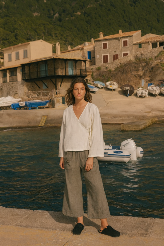 KLARA GOSSAMER LINEN WIDE-LEG BUKSER