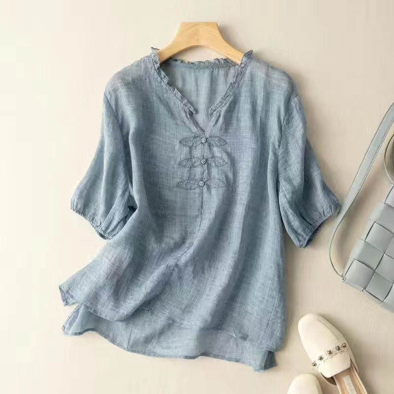 Sarah Linen Blouse - Timeless Elegance & Vintage Charm