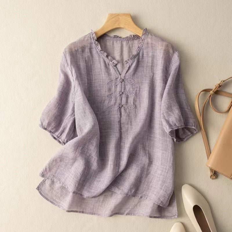 Sarah Linen Blouse - Timeless Elegance & Vintage Charm