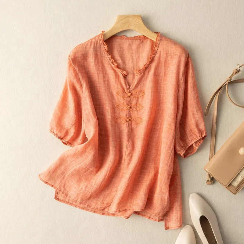 Sarah Linen Blouse - Timeless Elegance & Vintage Charm